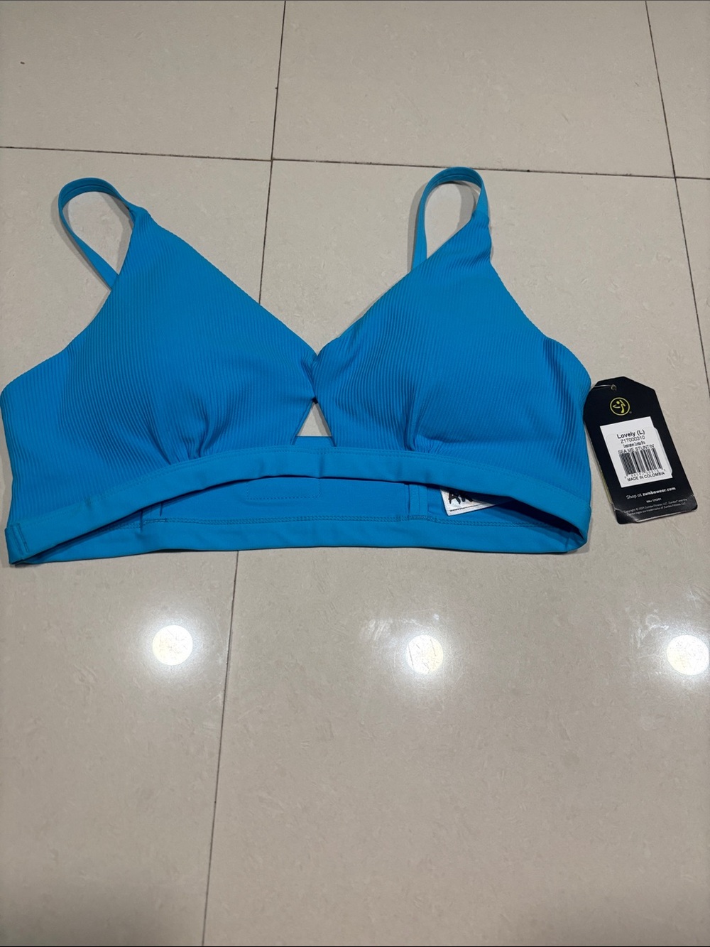 Zumba Fitness Bright Blue Ribbed Wireless Bralette